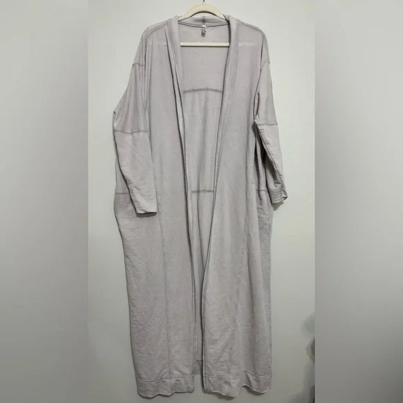 Free People Cozy Girl along Maxi Cardigan Sweater Duster in Pale Gray - Picture 2 of 9